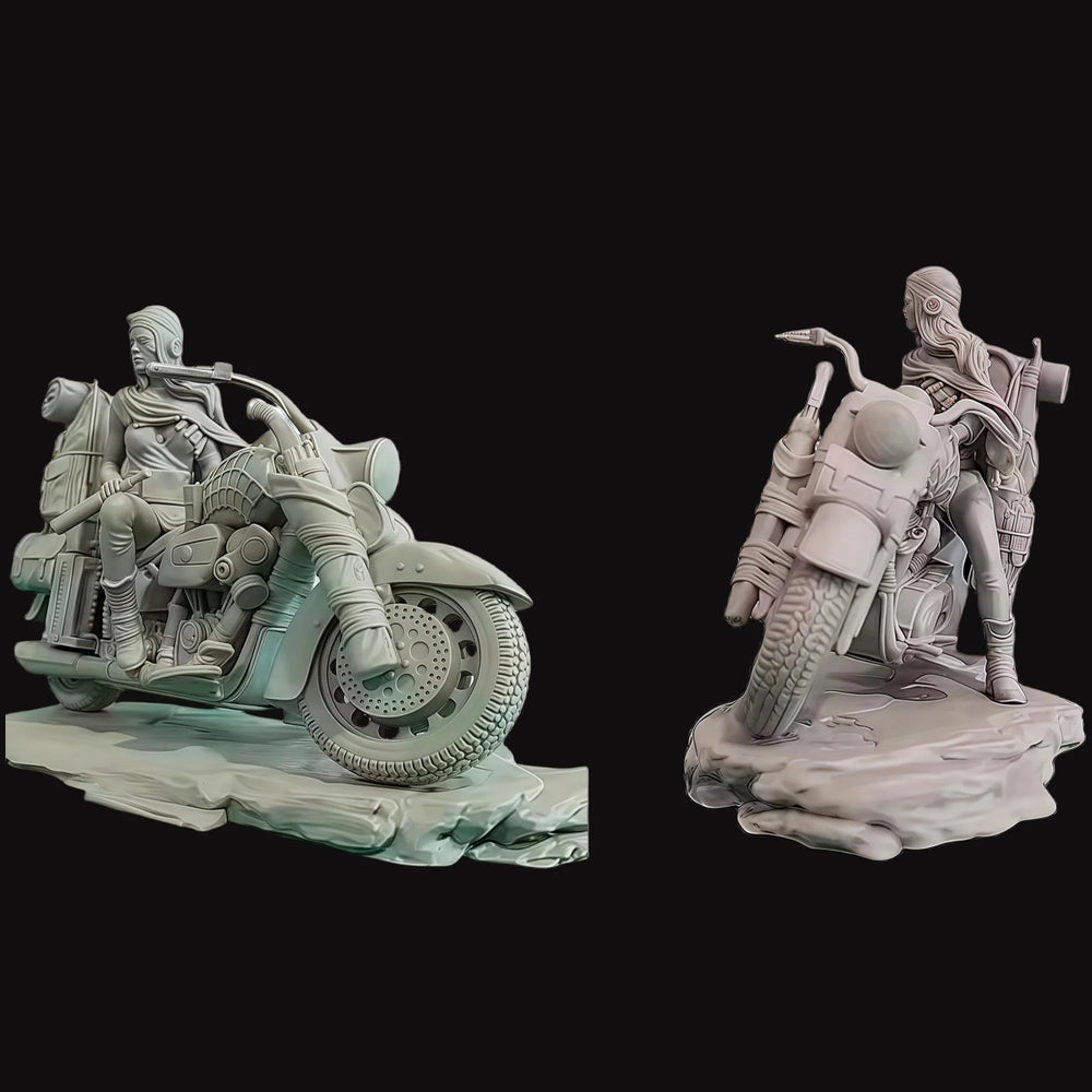 1/24 Modern Female Motorcycle Rider, Resin Model Figure Kit, Unassembled and Unpainted