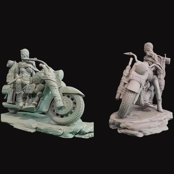 1/24 Modern Female Motorcycle Rider, Resin Model Figure Kit, Unassembled and Unpainted