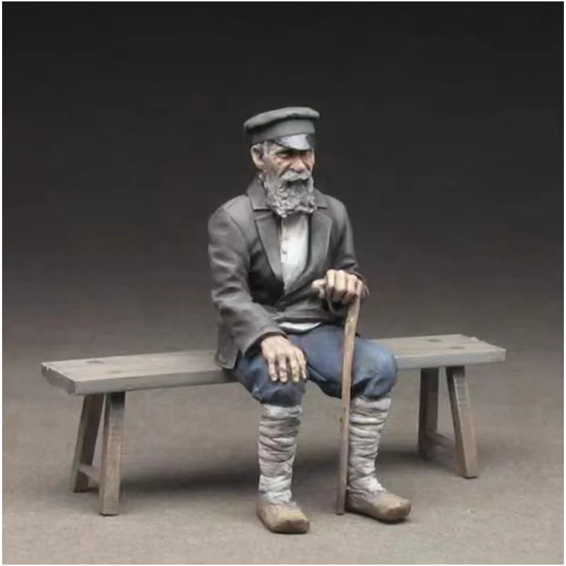 1/35 WWI British Officer Resting on Bench, Resin Model Figure Kit, Unassembled and Unpainted