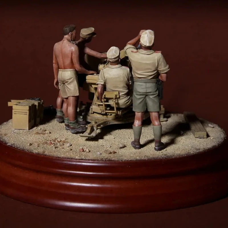 1/35 WWII German DAK Flak 38 Crew, 9 Figures, Resin Model Figure Kit, Unassembled and Unpainted