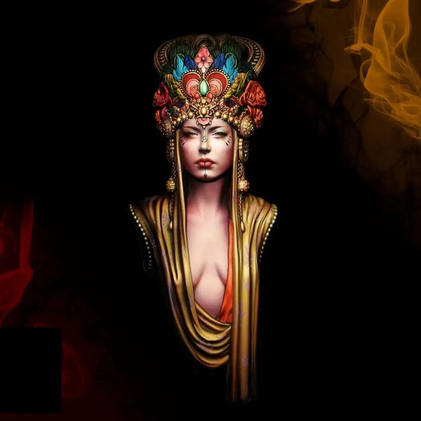 1/10 Slavic Empress with Ornate Jeweled Crown, Resin Model Bust Kit, Fantasy Theme, Unassembled and Unpainted