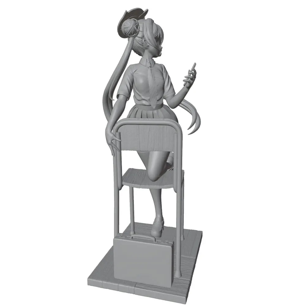 1/24 Seated Anime Schoolgirl with Pigtails, Resin Model Figure Kit, Anime Theme, Unassembled and Unpainted