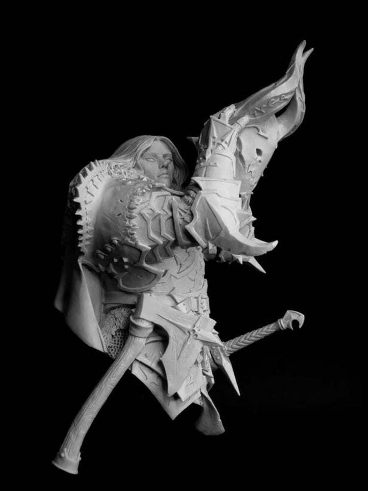 1/10 Sorceress with Spiral Horns and Spiky Armor, Resin Model Bust Kit, Fantasy Theme, Unassembled and Unpainted