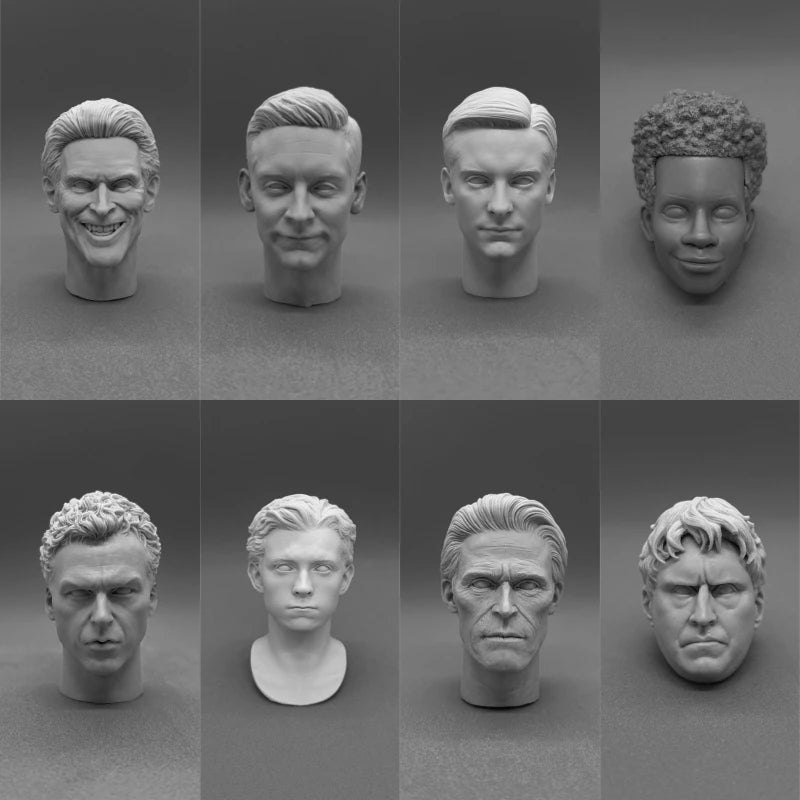 1/6 Movie Superhero & Villain Heads, 8 Figures, Resin Model Figure Kit, Unassembled and Unpainted