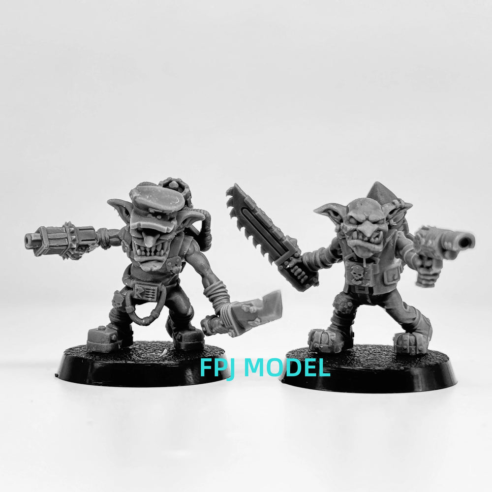 28mm Heavy Exoskeleton Infantry with Chainsaws and Cannons, Resin Model Figure Kit, Sci-Fi Theme, Unassembled and Unpainted