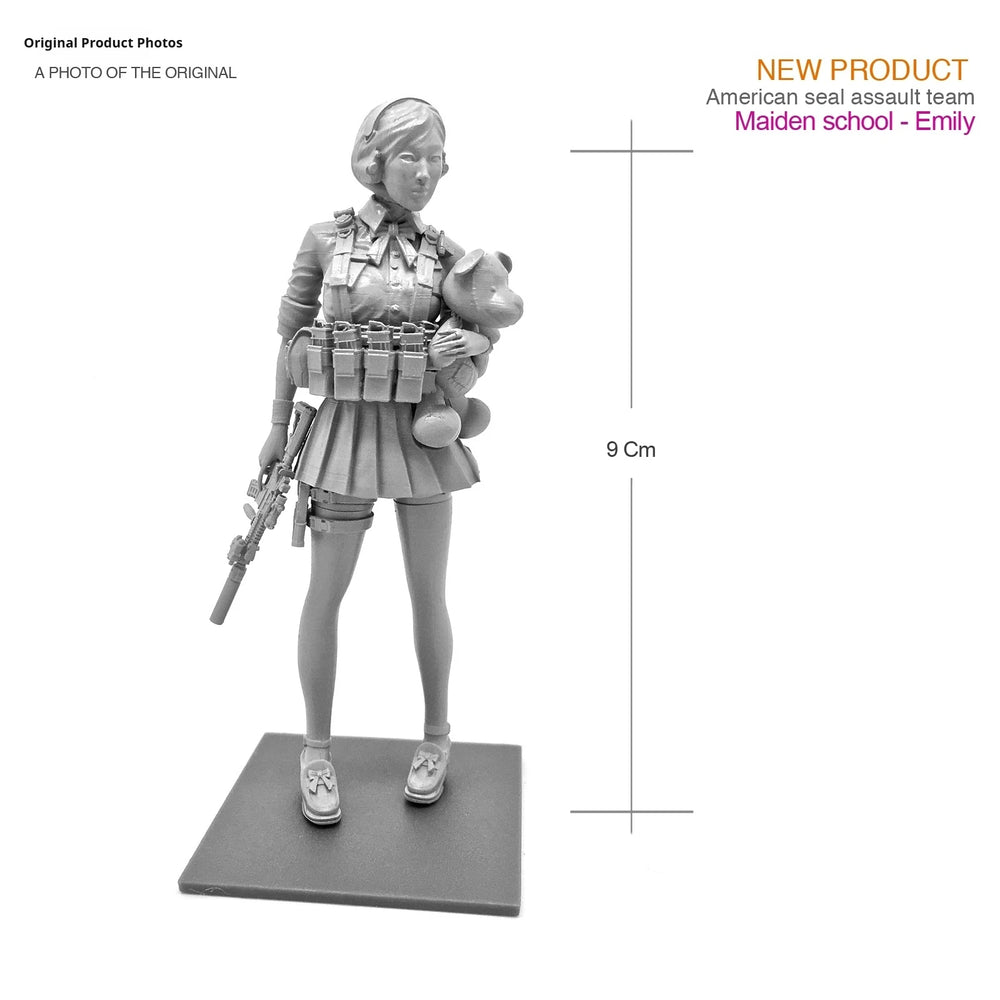 1/18 Modern School Uniform Girl, Resin Model Figure Kit, Unassembled and Unpainted