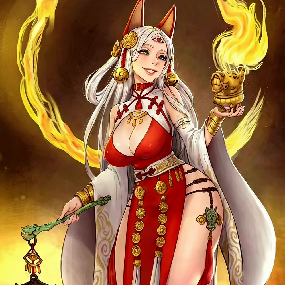 50mm Sorceress with Staff, Resin Model Figure Kit, Fantasy Theme, Unassembled and Unpainted