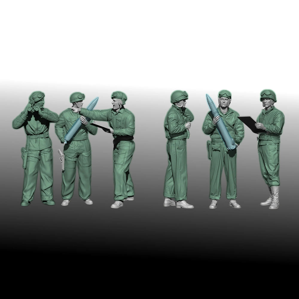 1/35 WWII German Artillerymen, 6 Figures, Resin Model Figure Kit, Unassembled and Unpainted