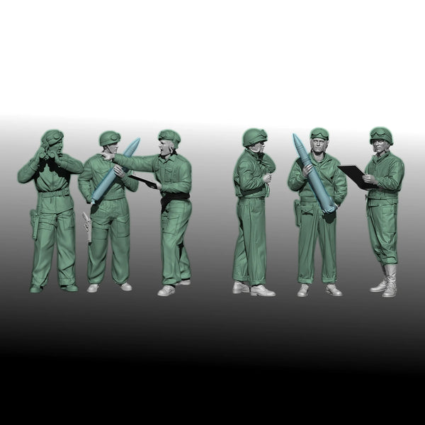 1/35 WWII German Artillerymen, 6 Figures, Resin Model Figure Kit, Unassembled and Unpainted
