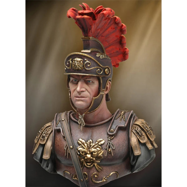 1/10 Ancient Roman General with Red-Plumed Helmet and Lion Armor, Resin Model Bust Kit, Unassembled and Unpainted