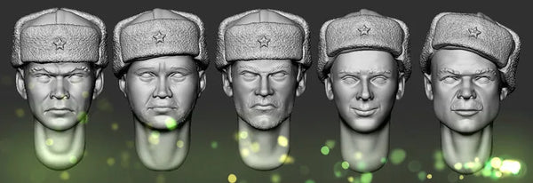 1/35 WWII German Officer Heads, 5 Figures, Resin Model Bust Kit, Unassembled and Unpainted