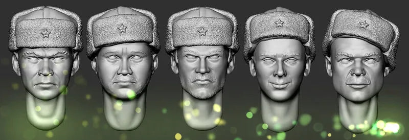 1/35 WWII German Officer Heads, 5 Figures, Resin Model Bust Kit, Unassembled and Unpainted