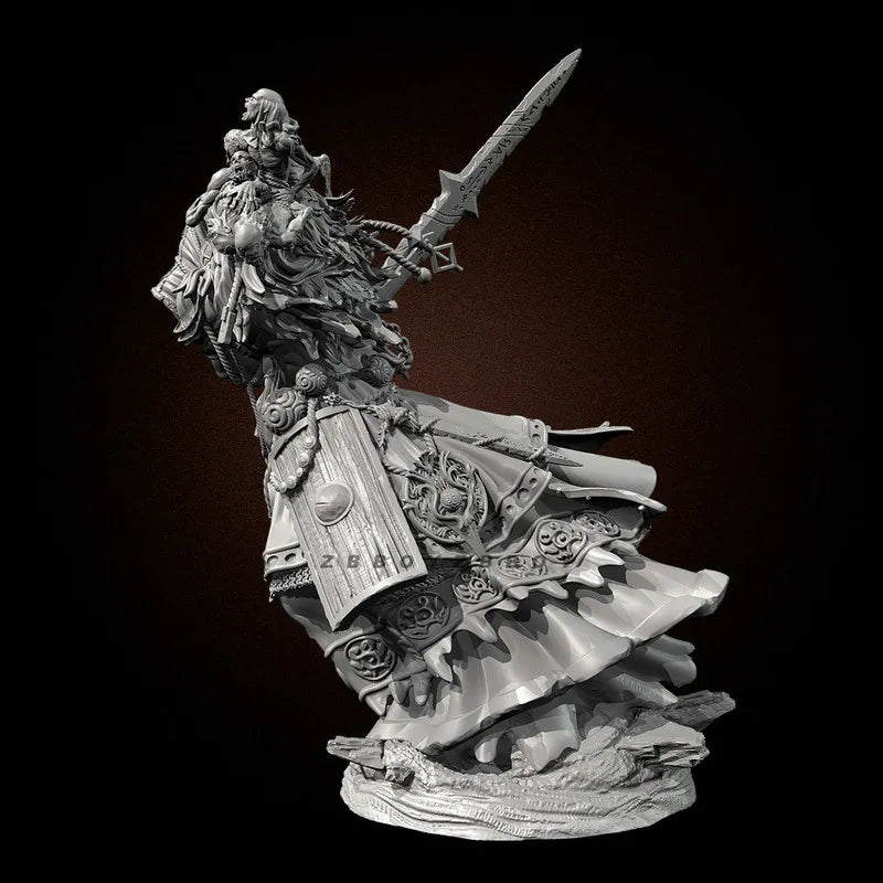 105mm Dark Fantasy Sword Warrior, Resin Model Figure Kit, Fantasy Theme, Unassembled and Unpainted
