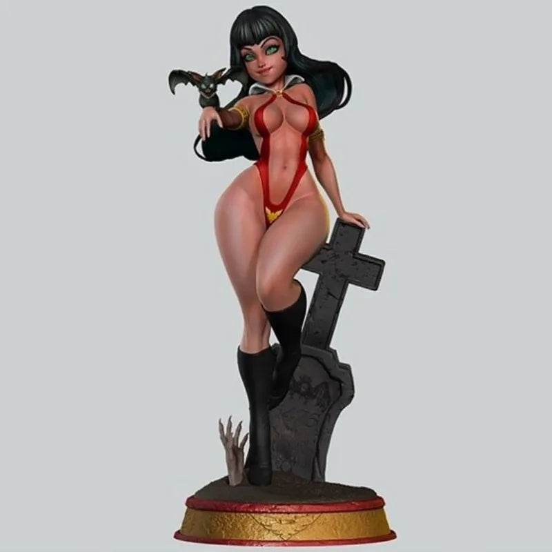 1/24 Pin-up with Red Bodysuit and Cross, Resin Model Figure Kit, Fantasy Theme, Unassembled and Unpainted
