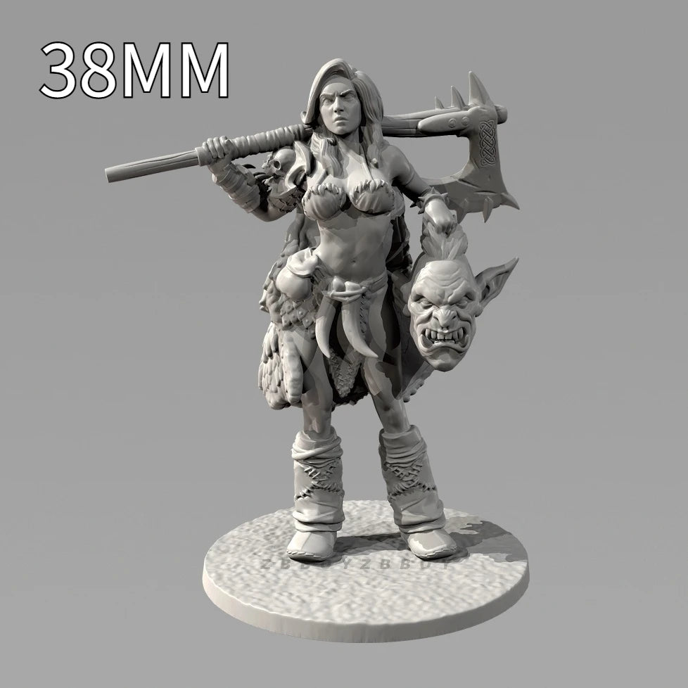 75mm Female Barbarian, Resin Model Figure Kit, Fantasy Theme, Unassembled and Unpainted