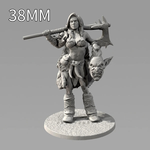75mm Female Barbarian, Resin Model Figure Kit, Fantasy Theme, Unassembled and Unpainted
