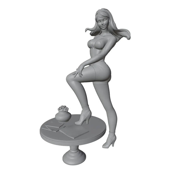 1/24 Bikini Pin-up with Flowing Hair, Resin Model Figure Kit, Unassembled and Unpainted