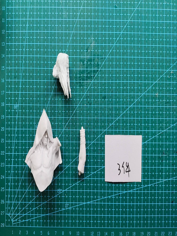 1/12 Medieval High Elf Sorceress with Raised Hand, Resin Model Bust Kit, Unassembled and Unpainted