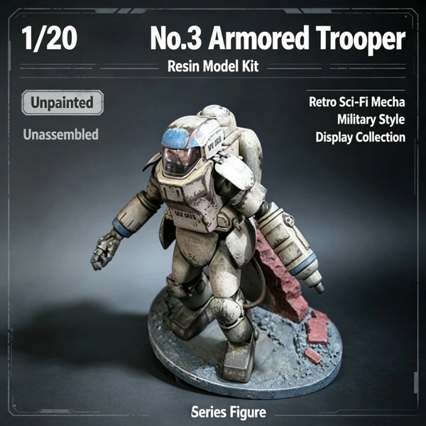 1/20 Retro Sci-Fi Armored Trooper, Resin Model Figure Kit, Sci-Fi Theme, Unassembled and Unpainted
