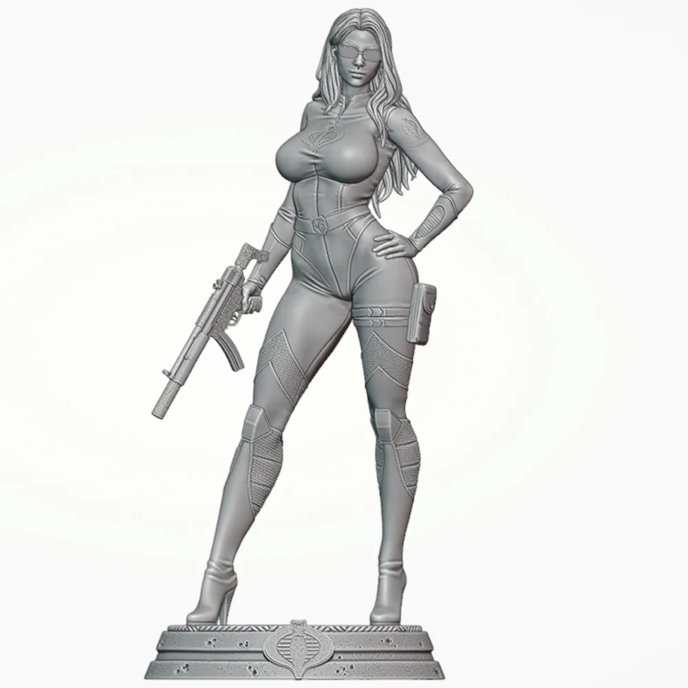 1/24 Black Tactical Commando with Rifle, Resin Model Figure Kit, Sci-Fi Theme, Unassembled and Unpainted