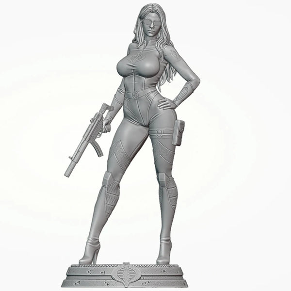 1/24 Black Tactical Commando with Rifle, Resin Model Figure Kit, Sci-Fi Theme, Unassembled and Unpainted