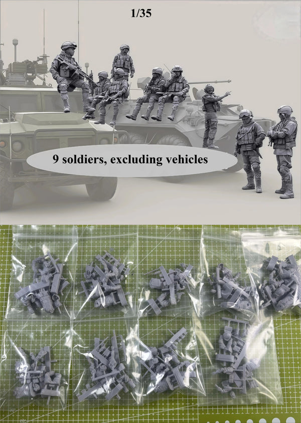 1/35 Modern Tactical Soldiers Urban Assault, 9 Figures, Resin Model Figure Kit, Unassembled and Unpainted