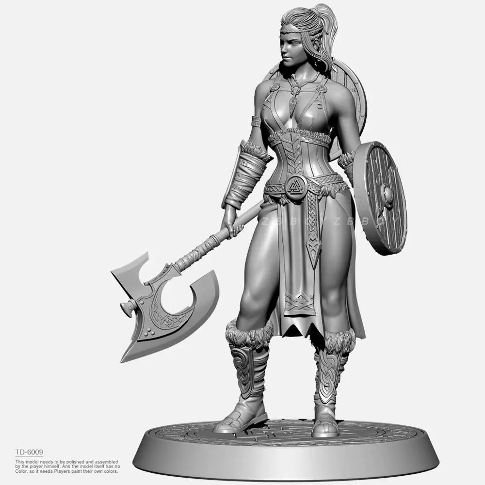 50mm Medieval Viking Female Warrior, Resin Model Figure Kit, Unassembled and Unpainted