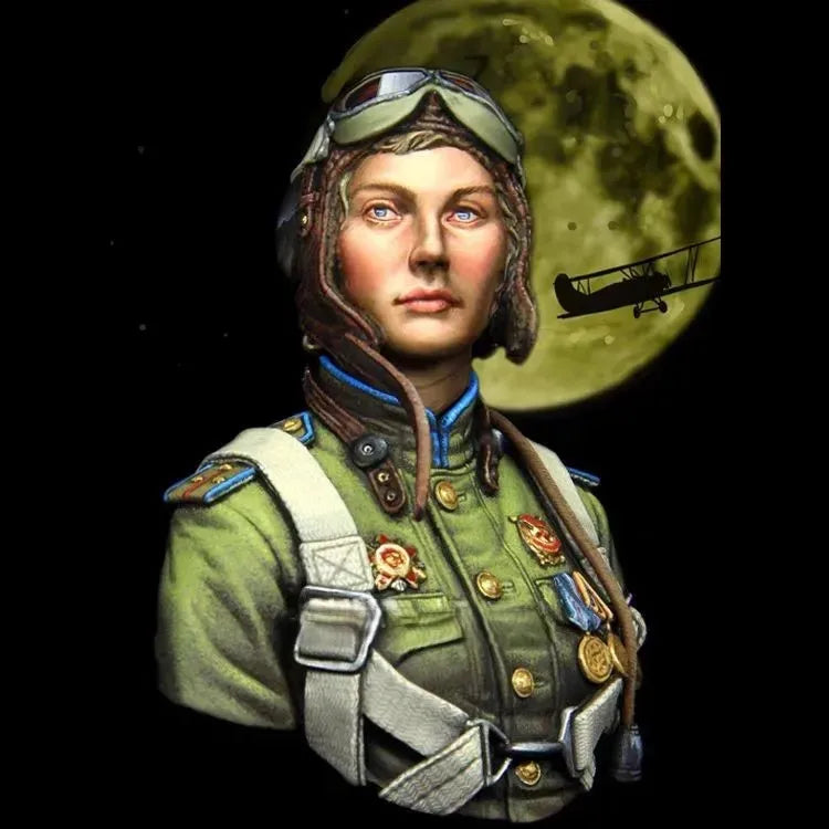 1/10 Female Aviator Pilot, Resin Model Bust Kit, Sci-Fi Theme, Unassembled and Unpainted