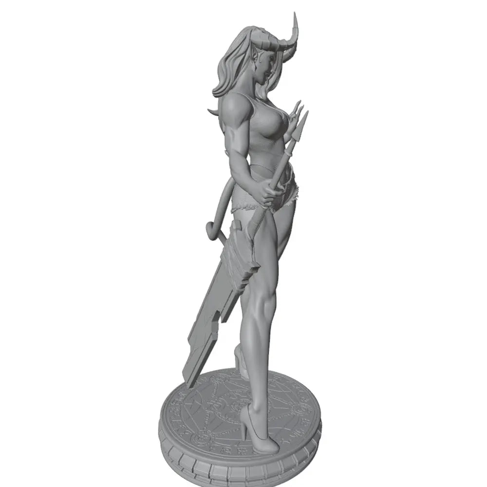 1/24 Demon Warrior with Curved Horns and Greatsword, Resin Model Figure Kit, Fantasy Theme, Unassembled and Unpainted