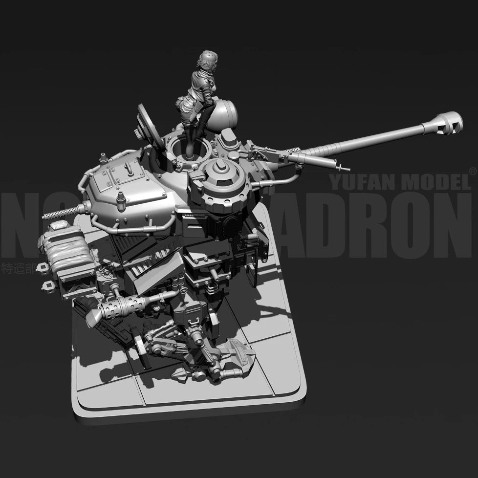120mm Modern Futuristic Military Tank Squadron, 4 Figures, Resin Model Diorama Kit, Unassembled and Unpainted