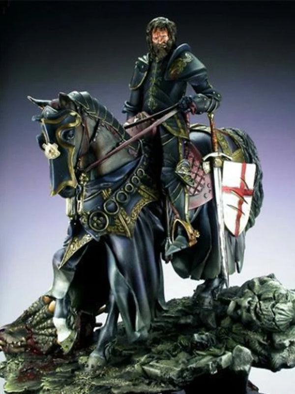 75mm Medieval Knight on Horseback, Resin Model Figure Kit, Unassembled and Unpainted