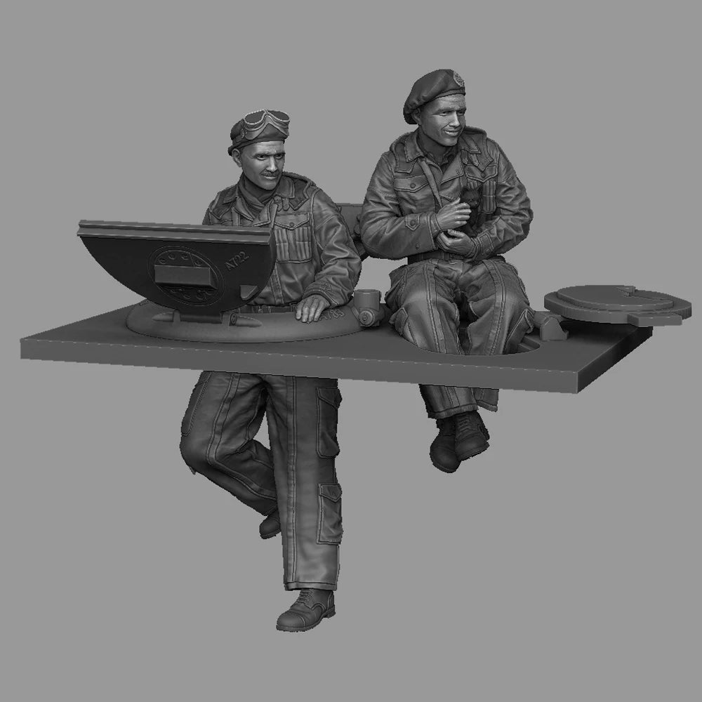 1/35 WWII British Officers with Binoculars at Desk, 2 Figures, Resin Model Figure Kit, Unassembled and Unpainted