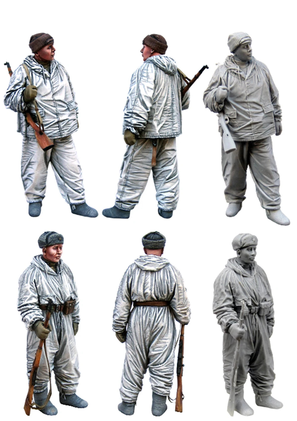 1/35 WWII Soviet Red Army Winter Scouts, 6 Figures, Resin Model Figure Kit, Unassembled and Unpainted