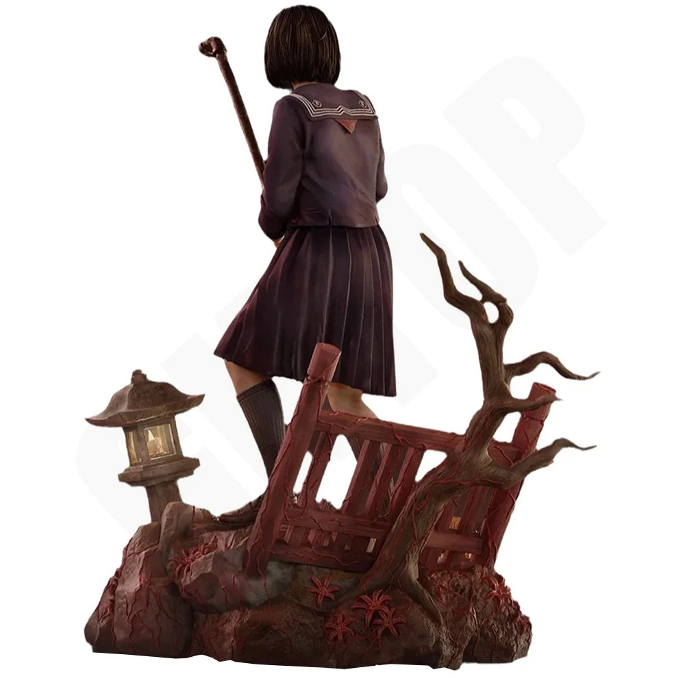 1/24 Warrior Girl with Pagoda Base, Resin Model Figure Kit, Fantasy Theme, Unassembled and Unpainted