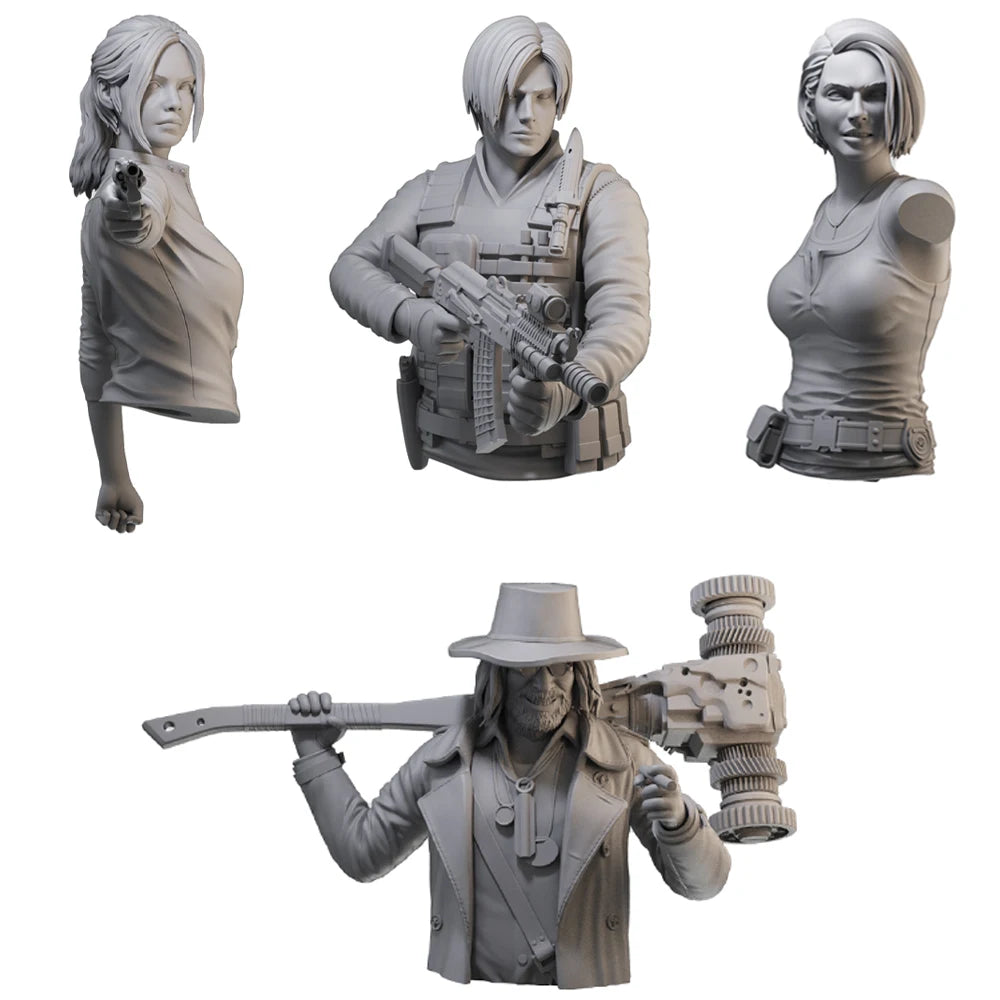 1/10 Modern Tactical Female Characters, 9 Figures, Resin Model Bust Kit, Unassembled and Unpainted