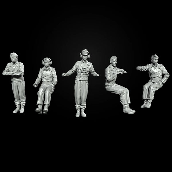 50mm WWII German Panzer IV Crew, 9 Figures, Resin Model Figure Kit, Unassembled and Unpainted