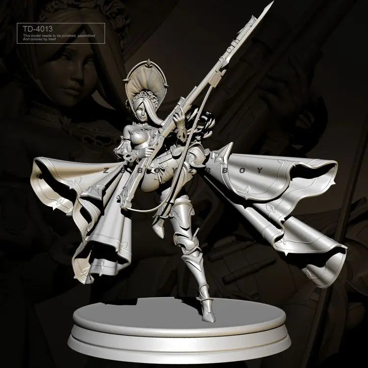 75mm Female Musketeer, Resin Model Figure Kit, Fantasy Theme, Unassembled and Unpainted