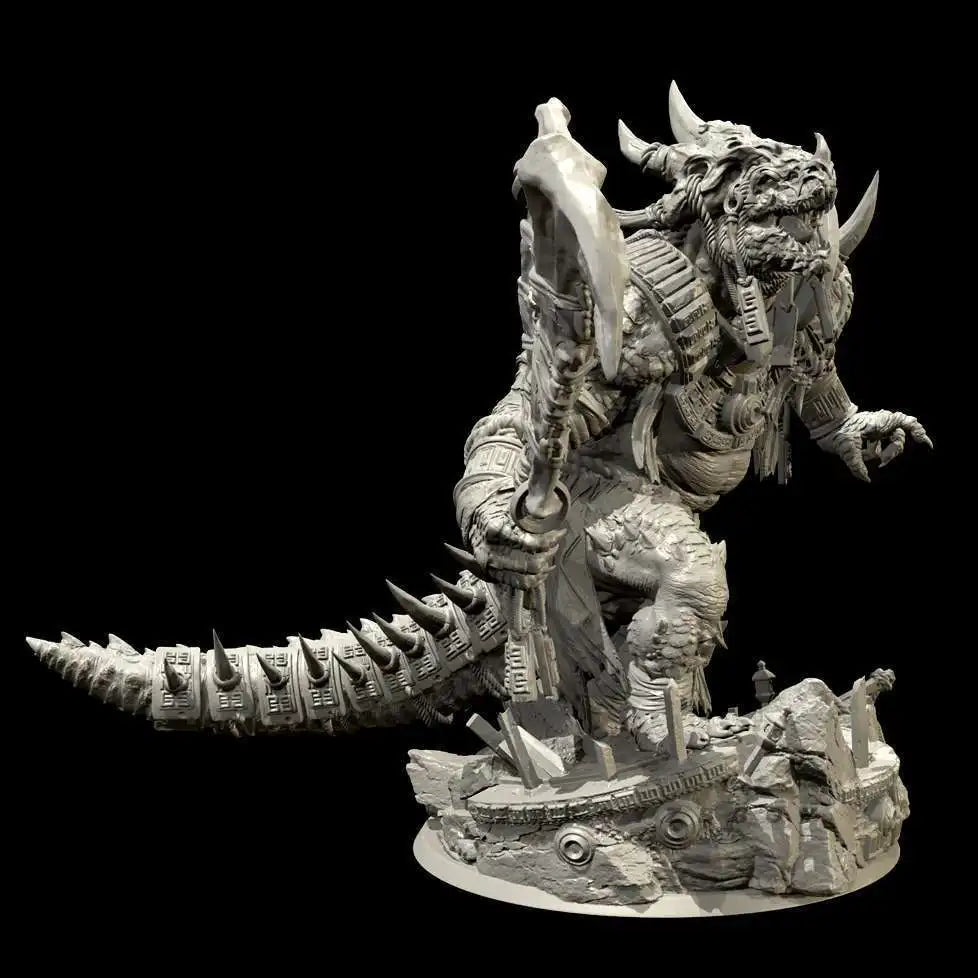 50mm Medieval Lizard Warrior, Resin Model Figure Kit, Unassembled and Unpainted