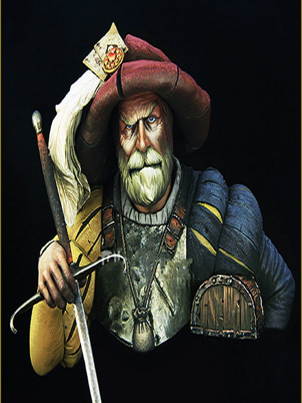 1/10 Medieval Bearded Warrior with Ornate Blue Armor and Helm, Resin Model Bust Kit, Unassembled and Unpainted