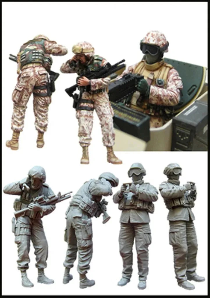 1/35 Modern Tactical Squad Desert Camouflage, 7 Figures, Resin Model Figure Kit, Unassembled and Unpainted