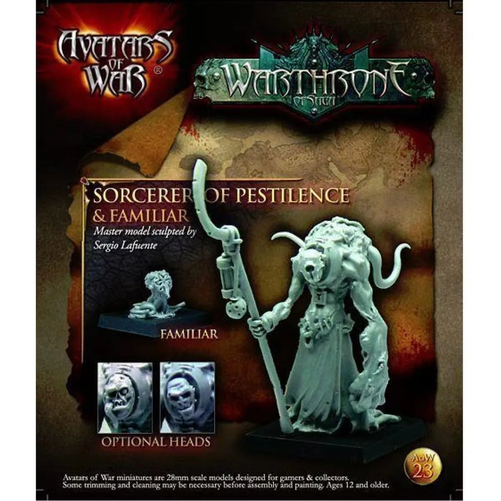 Dark Gods Sorcerer of Pestilence with Familiar, 2 Figures, Resin Model Figure Kit, Fantasy Theme, Unassembled and Unpainted