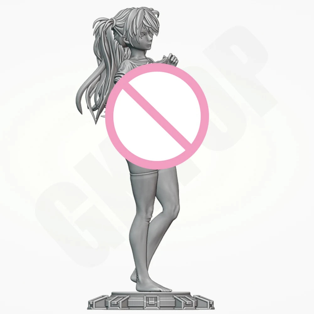 1/24 Female with Twin Braids, Resin Model Figure Kit, Anime Theme, Unassembled and Unpainted