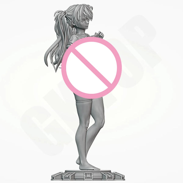 1/24 Female with Twin Braids, Resin Model Figure Kit, Anime Theme, Unassembled and Unpainted