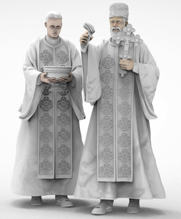 1/35 Russian Orthodox Priests, 2 Figures, Resin Model Figure Kit, Mythology Theme, Unassembled and Unpainted