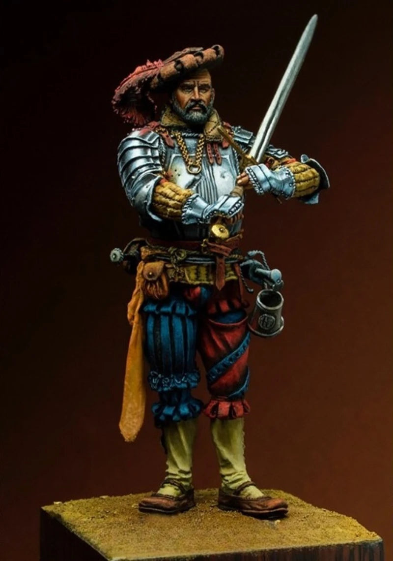 75mm Ancient Pirate Warrior Grutte Pier, Resin Model Figure Kit, Unassembled and Unpainted