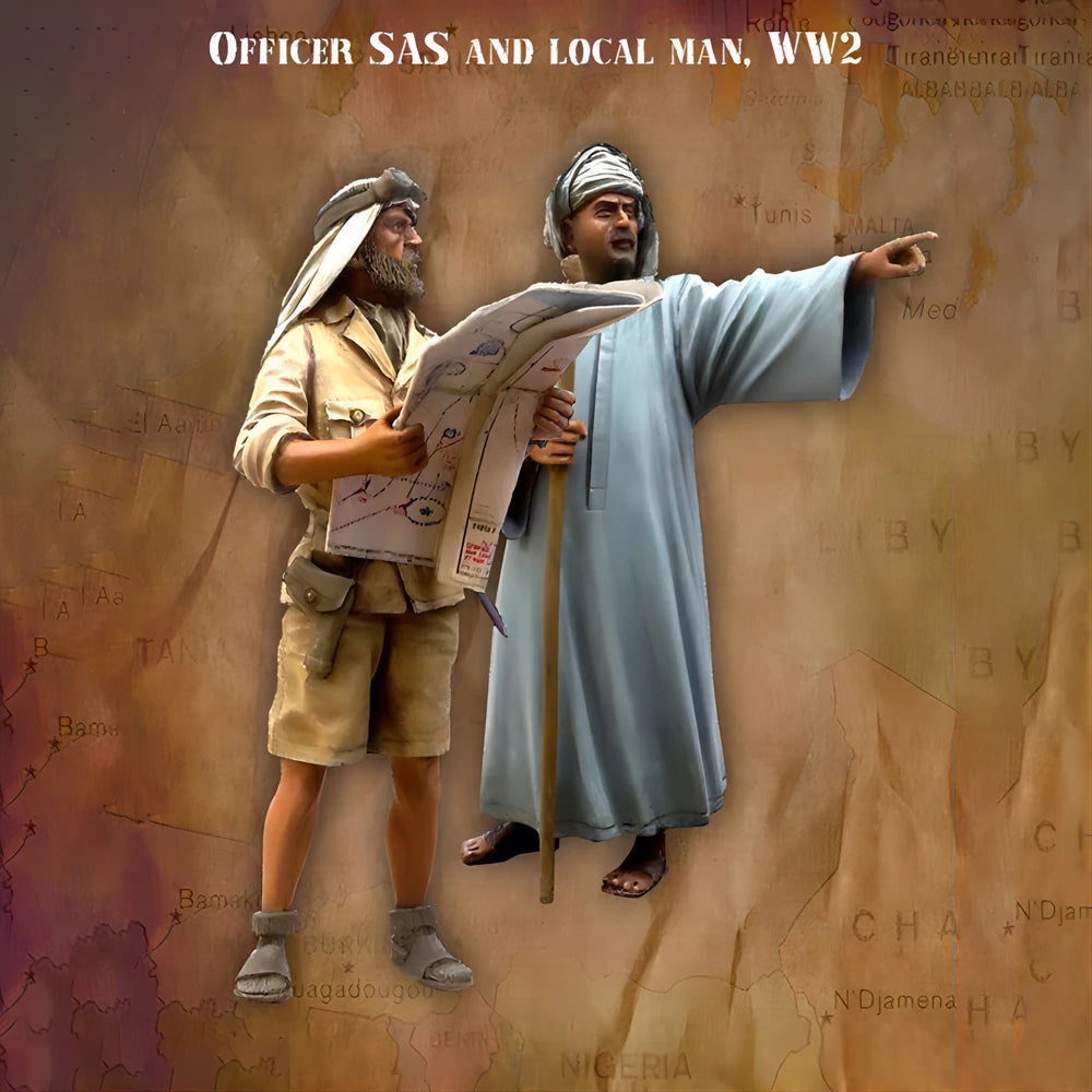 1/35 WWII SAS Officer, 2 Figures, Resin Model Figure Kit, Unassembled and Unpainted
