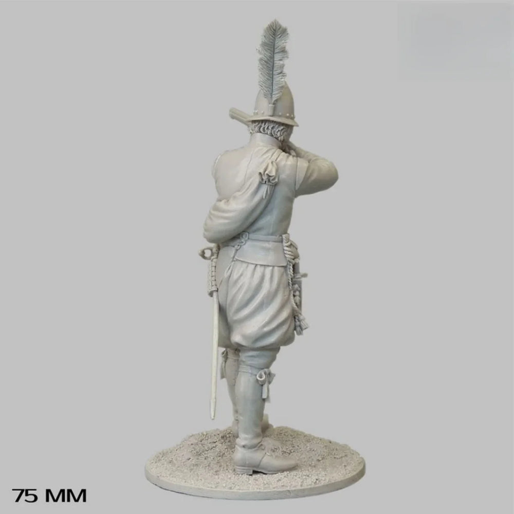 75mm 17th Century European Marksman, 4 Figures, Resin Model Figure Kit, Military Theme, Unassembled and Unpainted