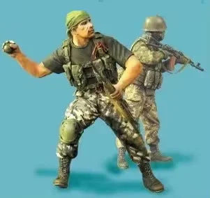 1/35 Two-Operator Assault Team in Digital Camouflage, 2 Figures, Resin Model Figure Kit, Military Theme, Unassembled and Unpainted
