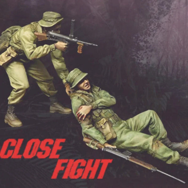 1/35 WWII Infantry Assault, 2 Figures, Resin Model Figure Kit, Unassembled and Unpainted