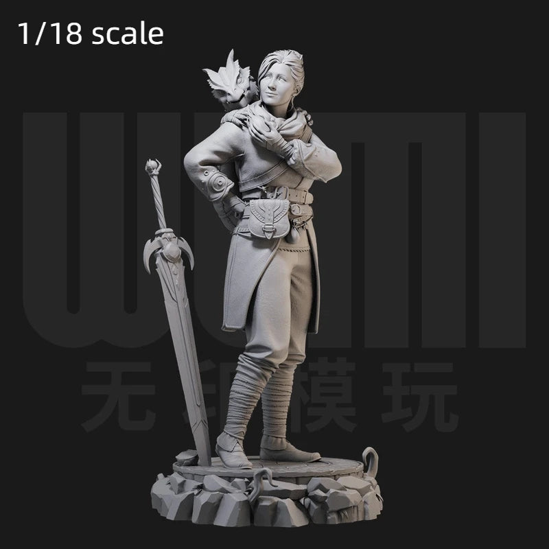 1/24 Female Warrior in Armor with Greatsword, Resin Model Figure Kit, Fantasy Theme, Unassembled and Unpainted